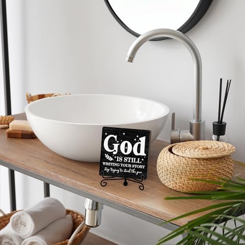 Home Decor, Farmhouse Shelf Decor For Living Room, Boho Aesthetic Table Decorations, Christian Gifts For Women Men, Entryway Tv Stand Fireplace Mantle Coffee Table Decoration (story-03) - Image 4
