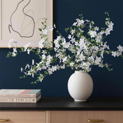 Fake Flowers, 3 Pcs Artificial Flowers Greenery Stems Faux Greenery Stems Branches for Vases Realistic Silk Real Touch Spring Greenery Stems Bulk Bedroom Office Wedding Table Summer Home Decor - Image 4