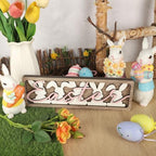 Vintage Happy Easter Decorations for Office, Home, Table, Mantel, Shelf, Desk, 3 1/2 x 11 Inch Retro Bunny Sign, Wooden Spring Bunnies Decor Sign, Farmhouse Pink Decoration (Vintage Bunnies) - Image 3