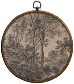 Round Wall Decoration, Vintage Moody Woodland Landscape Wall Art, Printed Canvas Wall Hanging for Bedroom Kitchen Home Office, Living Room Wall Art, Dorm Decor, Circular Wall Hanging with Hooks,24 by Unknown