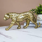 Cheetah Statue Home Decor Leopard Sculpture Resin Sitting Cheetah Figurine Desktop Table Top Ornament Decoration for Home Office-Gold Or Silver (Walking-Champagne Gold) - Image 4