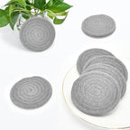 ABenkle 8 Pcs Drink Coasters with Holder, Cotton Woven Absorbent Coasters for Drinks, Minimalist Home Decor Coaster Set for Wooden Tabletop Protection Table, 4.3 inches - Image 6