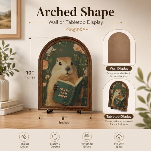 Wooden Tabletop Decor Funny Reading Groundhog Art for Library, Office or Study Decor, Literary Wall Art for Reading Lovers Gift Decor, Home Decorative Accent - Image 6
