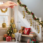 2 Pack Gold Metal Vintage Bells with Jute Hanging Rope - Image 2