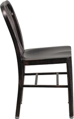 Flash Furniture Commercial Grade Black-Antique Gold Metal Indoor-Outdoor Chair - Image 7