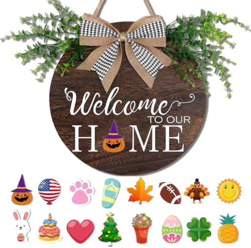 12x12 Inch Interchangeable Welcome to Our Home Door Sign by YONUNI