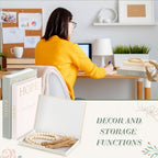 Faccito Set of 3 Linen Decorative Books with Wooden Beaded Garland Tassel Elegant Aesthetic Fake Books for Coffee Table Shelf Mantel Storage Boxes for Modern Home Decor (Light Green) - Image 5