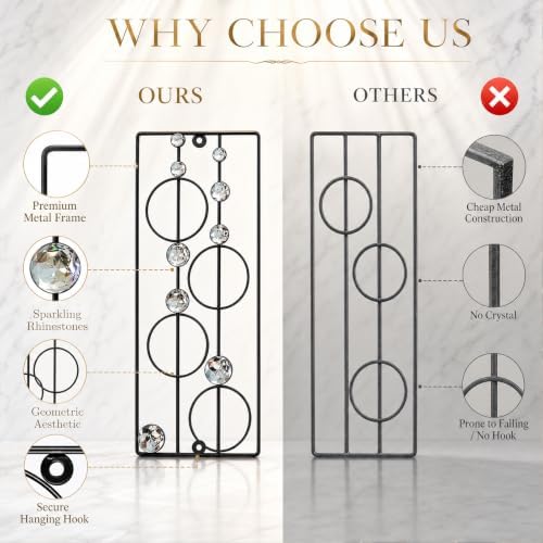 ZEXUIRU 2 Pcs Abstract Metal Art for Wall Decor Living Room Bedroom Bathroom Office Metal Bling Modern Geometric Hanging Vertical Small Iron Sculpture Plaque Pack -Black 15.7in - Image 5