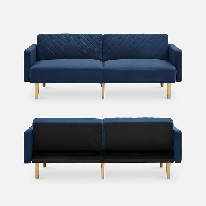 mopio 76.4" Futon Sofa Bed, Sleeper Sofa, Mid Century Modern Futon Couch - Image 3