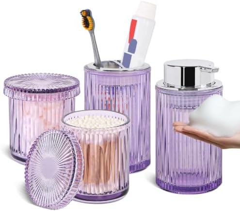 4pcs Purple Glass Bathroom Accessories Set by TonxusBathroomAccessories