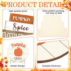 Maitys 21pcs Fall Tiered Tray Decor Set, Hello Fall Thanksgiving Pumpkin Wooden Signs Gnome Truck Wood Maple Leaf Garland Rustic Farmhouse Table Centerpieces for Autumn Thanksgiving Kitchen Home Decor - Image 4