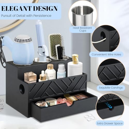 Hair Tool Organizer, Hair Dryer Holder with Drawer, Bathroom Countertop Organizer for Bathroom Accessories, Blow Dryer Organizer for Hair Styling Tools, Vanity Organizer for Bathroom, Vanity, Kitchen - Image 6