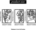CHENGU 3 Pieces Metal Minimalist Abstract Woman Wall Art Line Drawing Wall Art Decor Single Line Female Home Hanging for Kitchen Bathroom Living Room - Image 4