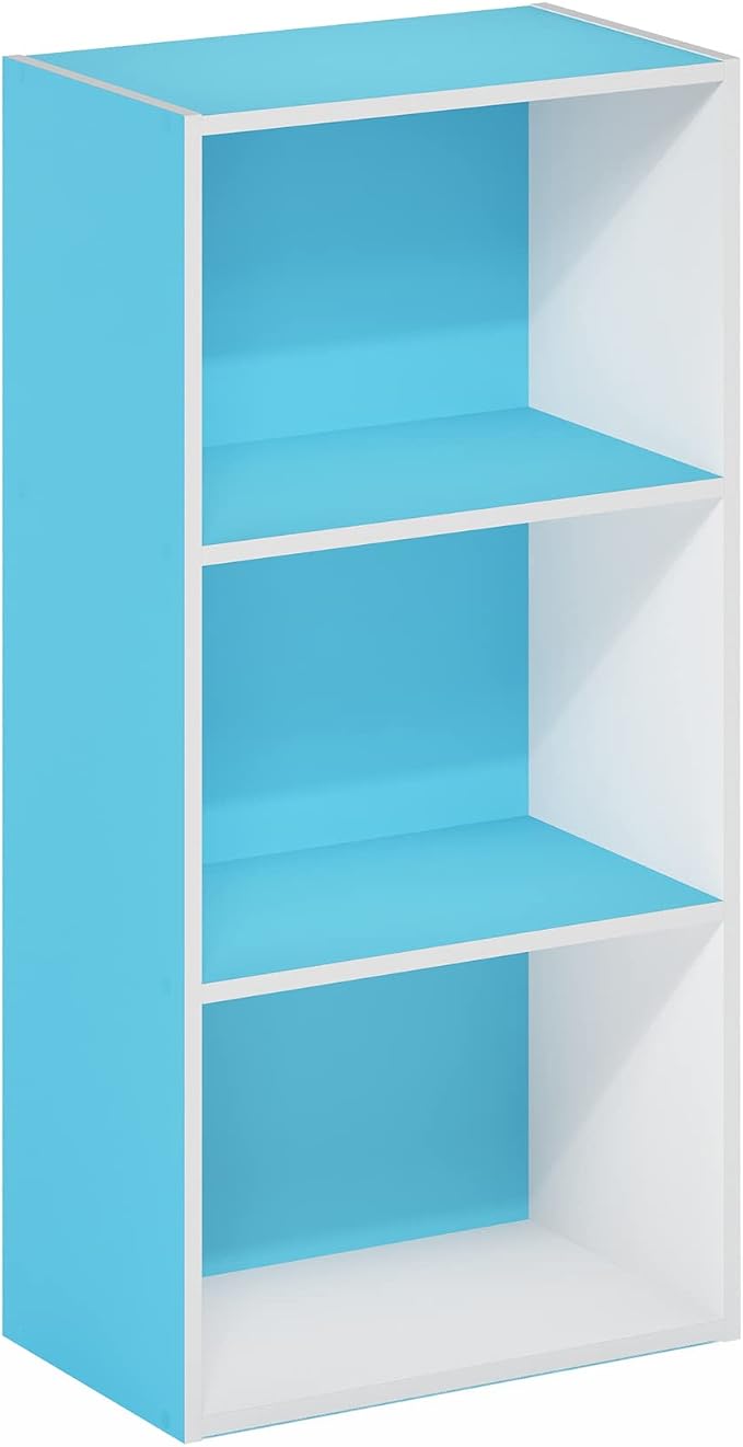 Furinno Luder 3-Tier Open Shelf Bookcase, Light Blue/White - Image 5