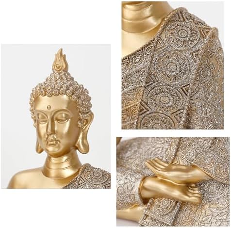 Golden Buddha Figurine - Meditating Seated Buddha Statue - resin Figurine - Image 6