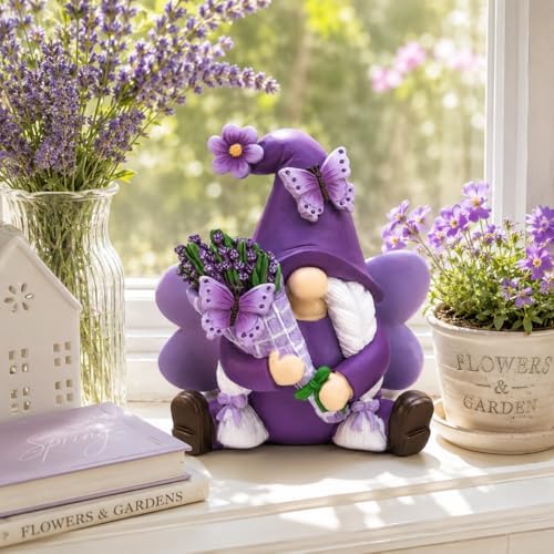 Lavender Gnome Fairy Garden Decor Purple Gifts for Women - Image 2