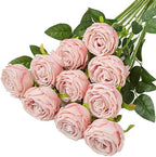 Coferset 10 Pcs Fake Silk Roses with Long Stems,Blush by Coferset