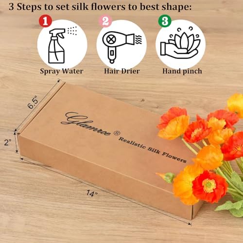 Artificial Poppies, White Silk Poppies Artificial Flowers - 24x Blooming California Poppy Flower Artificial Plus 8X Buds for Home Decoration, WHWH8 - Image 4
