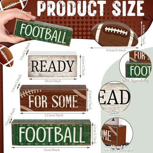 Yuntau 4 Pcs Fall Football Decorations for Home Farmhouse Tiered Tray Decor - Image 2