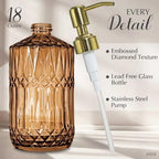 JASAI 18Oz Amber Glass Soap Dispenser with Gold RustProof Pump for Bathroom - Image 2