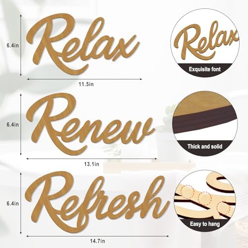 3 Pcs Bathroom Wall Decor Bathroom Wall Art Relax Renew Refresh - Image 3