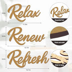 3 Pcs Bathroom Wall Decor Bathroom Wall Art Relax Renew Refresh - Image 3
