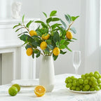 Heleze 3 Pcs Artificial Lemons Tree Branches - Faux Greenery Stems Realistic Lemon Branch with Lifelike Leaves Fake Lemon Plant for Home, Dining Table, Kitchen Decor 18 Inch - Image 2