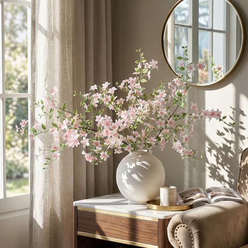 Fake Flowers, 3 Pcs Artificial Flowers Greenery Stems Faux Greenery Stems Branches for Vases Realistic Silk Real Touch Spring Greenery Stems Bulk Bedroom Office Wedding Table Summer Home Decor - Image 7