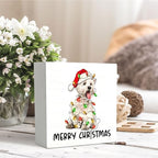 West Highland White Terrier Christmas Wooden Box Sign Desk Decor, Westie Dog Lover Gifts, Christmas Dog Wood Block Sign for Home Office Desk Table Shelf Wall Decorations, 5x5 Inch - Image 5