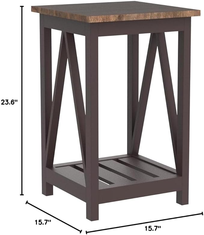ChooChoo Farmhouse End Table, Rustic Vintage End Side Table - Image 3
