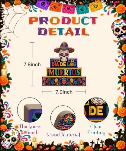 Putuo Decor Day of The Dead Table Decor Sugar Skull Dia De Los Muertos Sign - Image 3