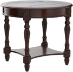 PADMA HOUSE Traditional Solid Wood Oval End Table - Image 4