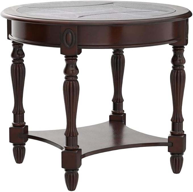PADMA HOUSE Traditional Solid Wood Oval End Table - Image 4