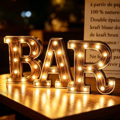 Pooqla BAR Sign for Home Bar Decor, Vintage LED Light Up Bar Sign by Pooqla