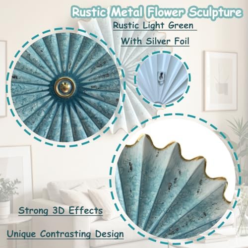 Metal Wall Sculpture, 11.4'' Distressed Radial Sunburst Wall Art Decor - Image 3