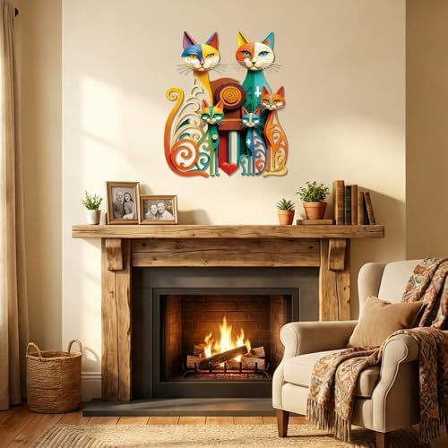 Wesiti Metal Cat Wall Art Decor Colorful Sculptural Mid Century 12.6x15.7 - Image 6