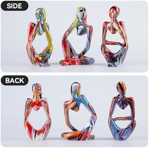 BrownLove 3pcs Hip hop Human Body Abstract Art Decoration, Modern White Art Resin Statue Room Office Shelf Bookcase Decoration - Image 2