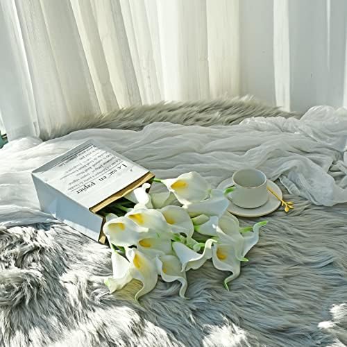 ONLY ART Artificial White Calla Lily 20pcs – 13.5" PU Faux Flowers with Flexible Stems, Soft Texture, for New Year and Valentine's Day Home, Wedding & DIY Decor - Image 5