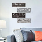 Joyhawk 4 Pieces Home Wall Decor Signs, THIS IS US/TOGETHER/BLESS THIS HOME/FAMILY Wall Decor For Living Room Bedroom, Rustic Wooden Farmhouse Wall Art Decor, 4.7 x 13.8 Inch(Mixed Color) - Image 3