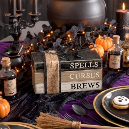 4 Pcs Halloween Table Decorations, Rustic Mini Books Stacks Decor - Image 5
