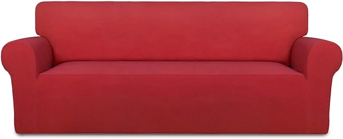 PureFit Stretch Oversized Couch Covers Fleece Sofa Slipcovers Red | 1-Piece by PureFit