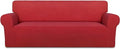 PureFit Stretch Oversized Couch Covers Fleece Sofa Slipcovers Red | 1-Piece by PureFit