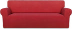 PureFit Stretch Oversized Couch Covers Fleece Sofa Slipcovers Red | 1-Piece by PureFit