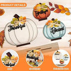 3 Pcs Fall Pumpkin Decor Wooden Table Sign Thankful Blessed Grateful Tabletop for Autumn Farmhouse Vintage Thanksgiving Harvest Party Rustic Home Room Table Shelf Halloween Decorations - Image 6