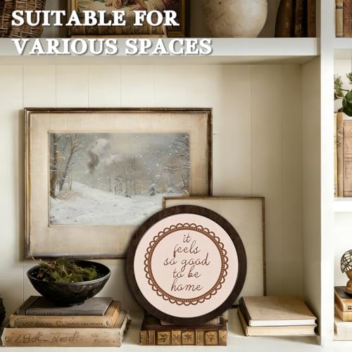 CFFJLHN Rustic Farmhouse Wall Art Decor, Oh It's So Good to Be Home Motivational Neutral Minimalist Round Wood Hanging Wall Decor for Home Bedroom Living Room, 10x10 Inch - Image 6