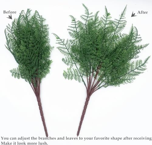 Artificial Ferns Plants Indoor Decor Fake Boston Fern for Outdoors 4 Pack, Faux Plastic Greenery Shrubs Home Garden Verandah Kitchen Bathroom Decoration Wedding Party Christmas DIY Bundles Bush 4 Pcs - Image 3