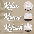 3 Pieces Bathroom Decor White Bathroom Wall Art Relax Renew Refresh - Image 3