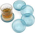 Modern Clear Coaster Set of 5- Glass Coasters for Drinks, Clear Blue by Unknown