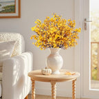 8Pcs Artificial Fall Flowers Real Touch Fake Yellow Silk Flower Decorations - Image 2