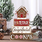 Marsui 4 Pcs Christmas Gingerbread House Decorations Wooden Table Signs - Image 6